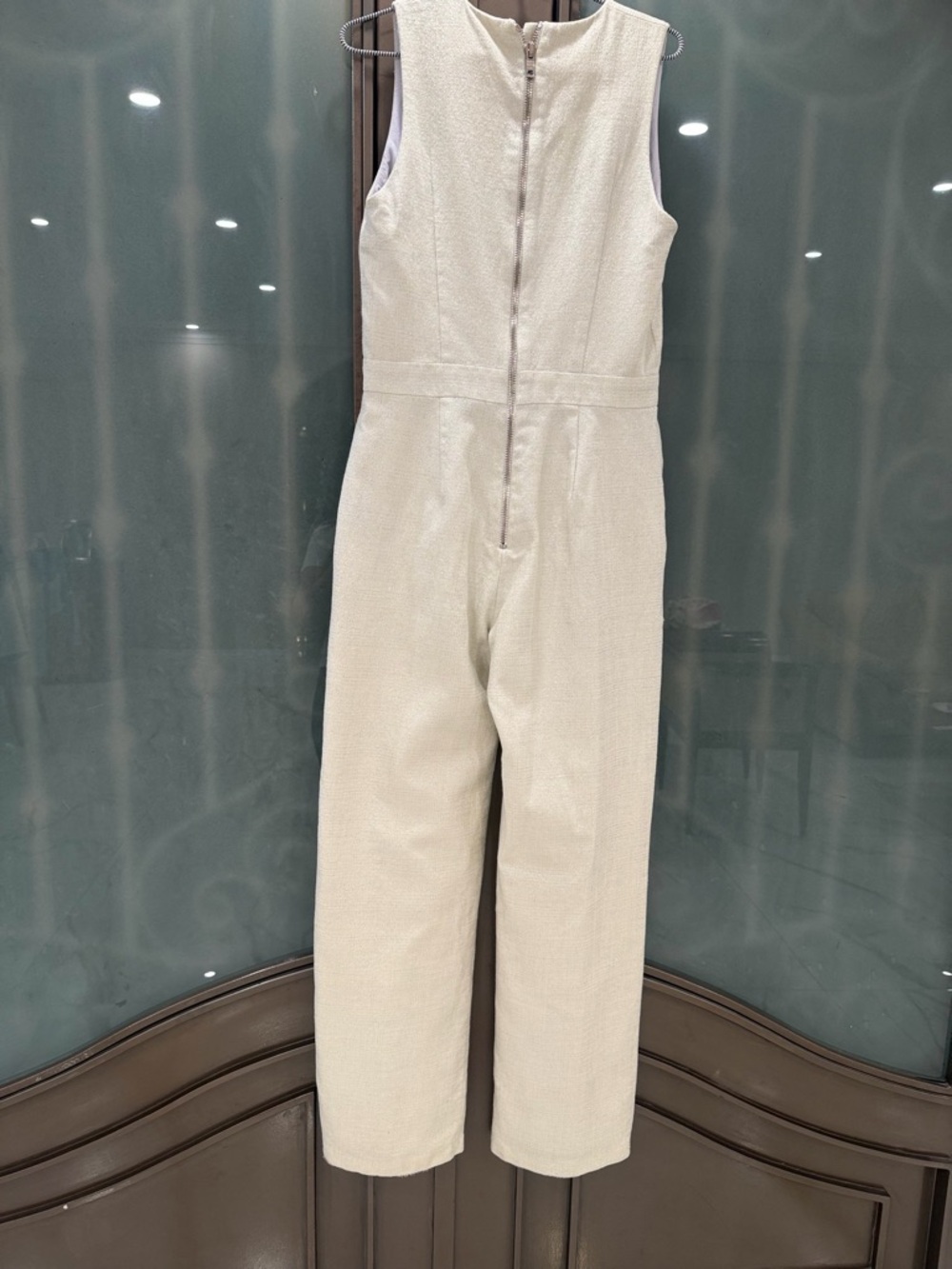 Balmain White Double-Breasted V-Neck Wide-Leg Jumpsuit - Picture 4 of 7